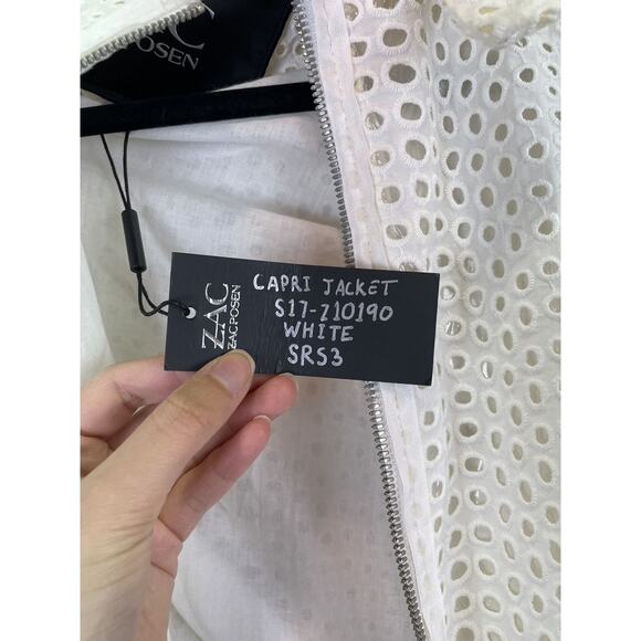 NWT ZAC Zac Posen White Capri Eyelet Coat Size Small - Picture 3 of 8